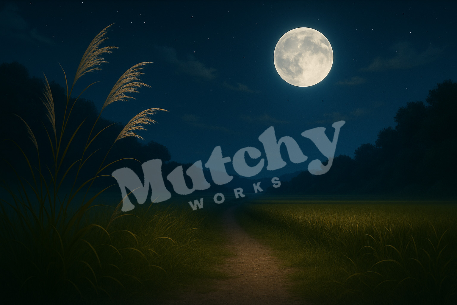 提灯が灯る参道に並ぶ屋台と鳥居が描かれた縁日の夜景イラスト