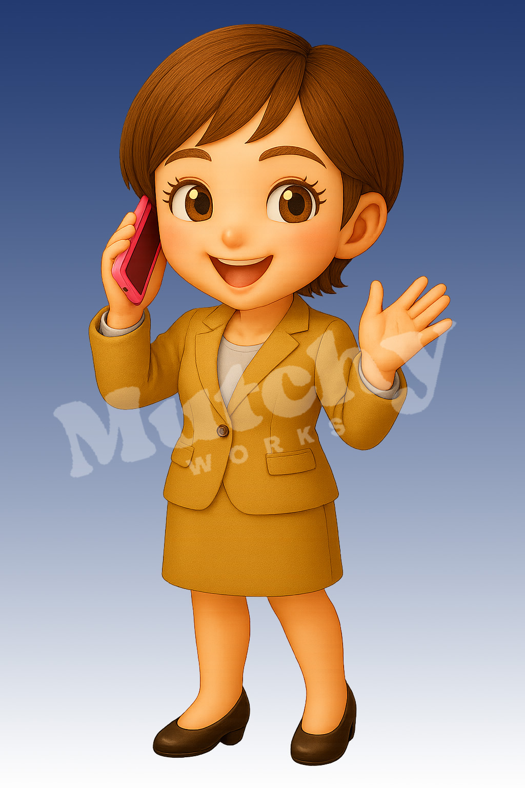 AYAのポーズ8
スーツ姿でスマホ通話をする女性のポーズ