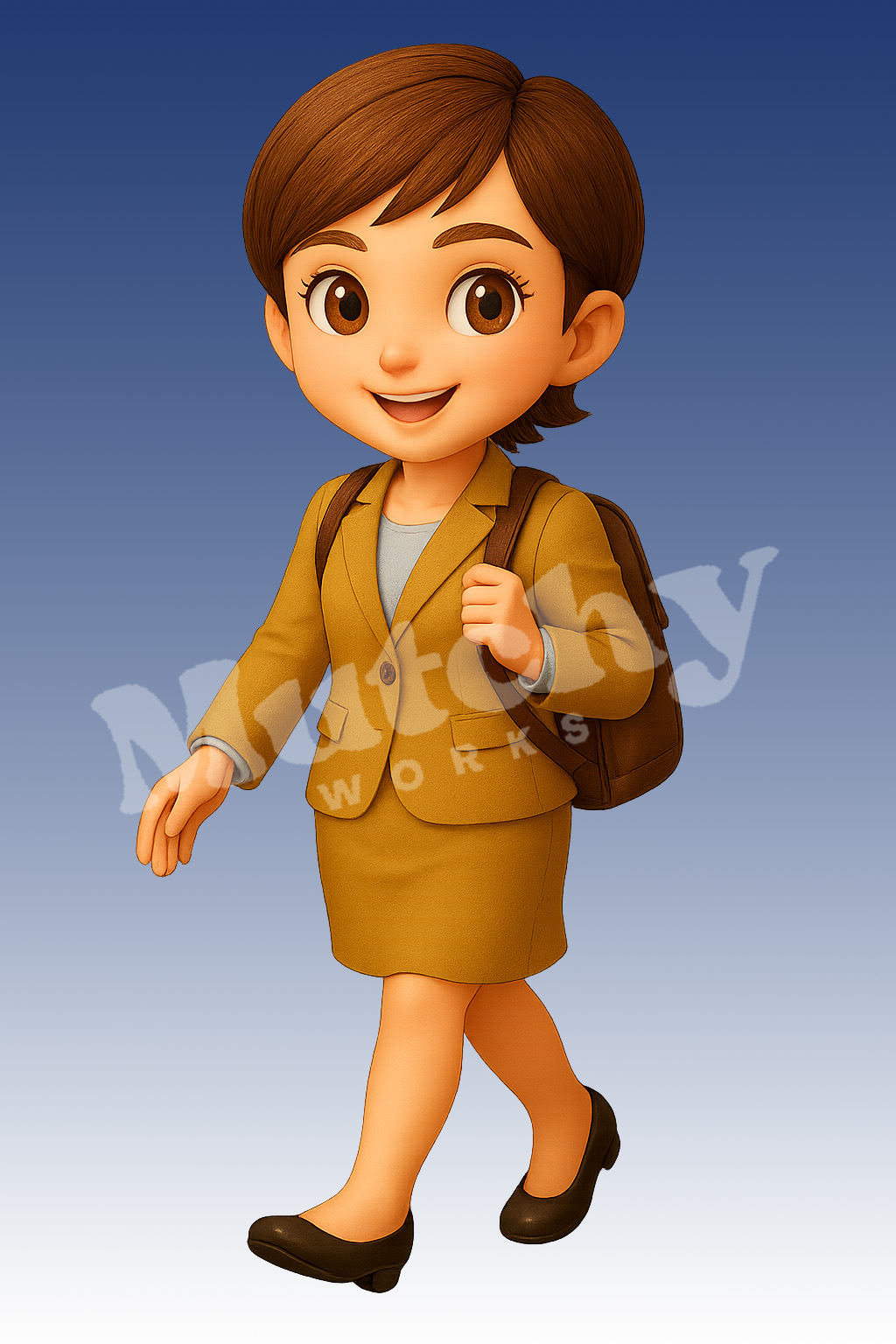 AYAのポーズ9
スーツ姿でショルダーバッグを肩にかけて通勤する女性のポーズ