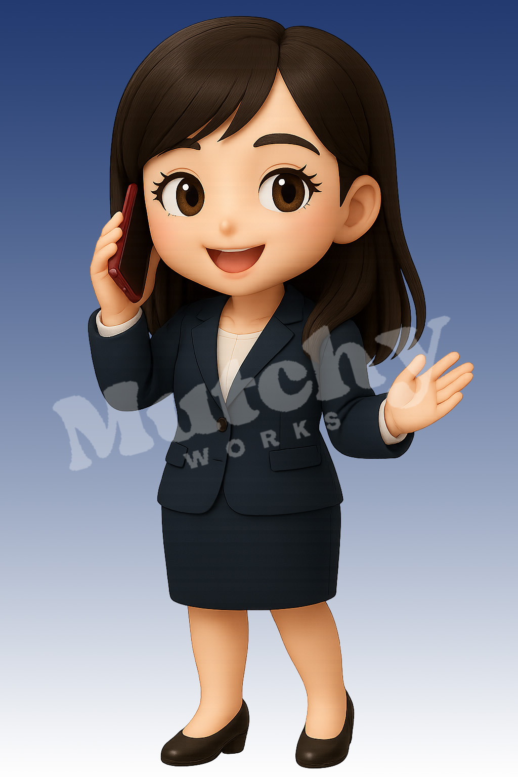 KOKOROのポーズ8
スーツ姿でスマホ通話をする女性のポーズ